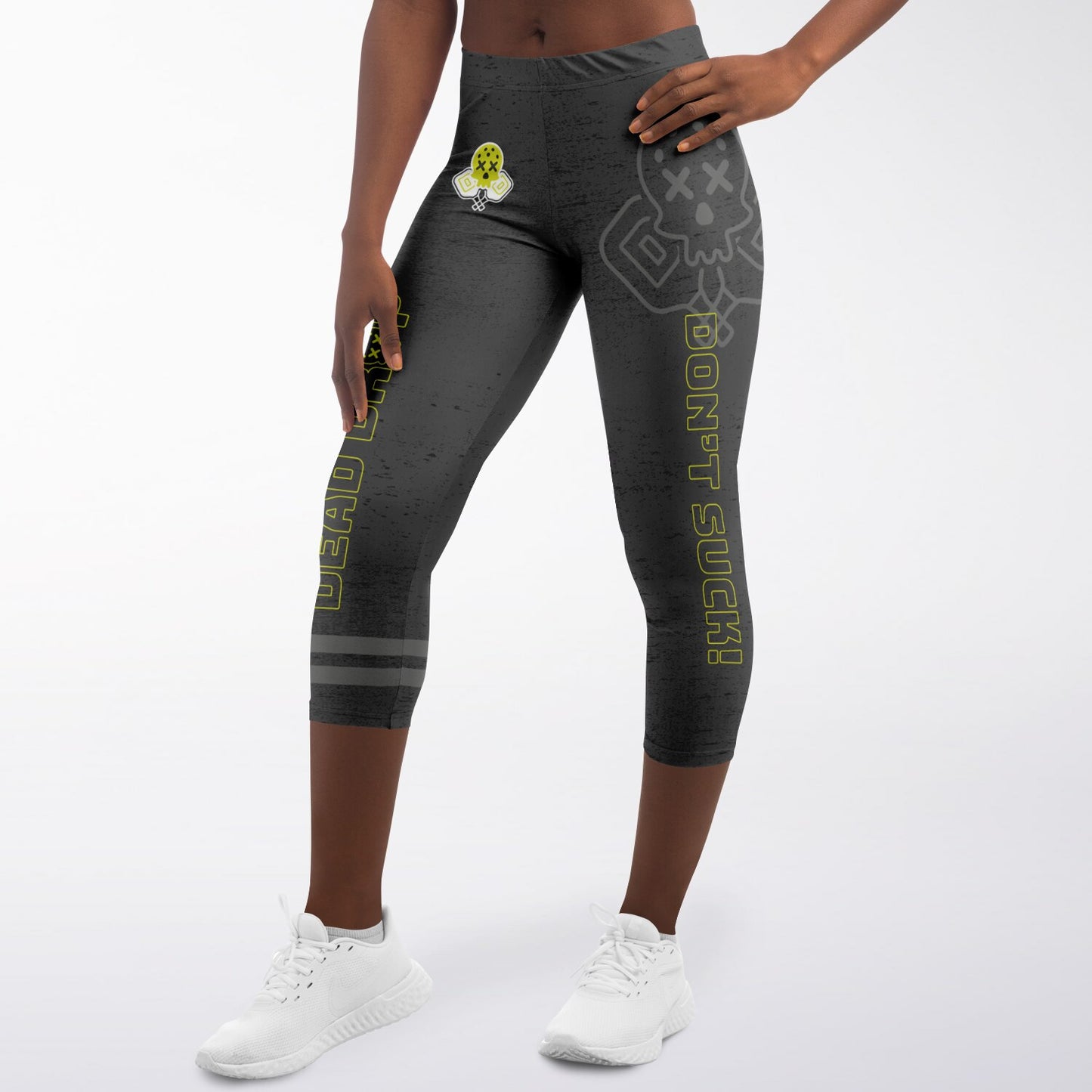 Dead Drop Pickleball Charcoal Capri Leggings