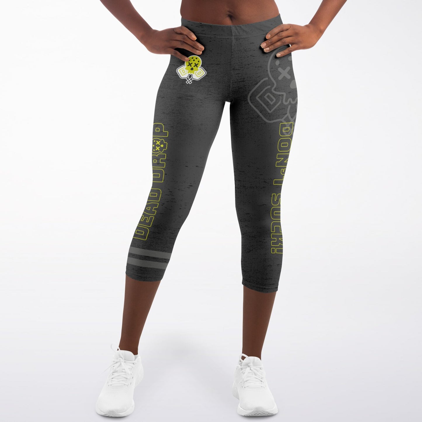Dead Drop Pickleball Charcoal Capri Leggings