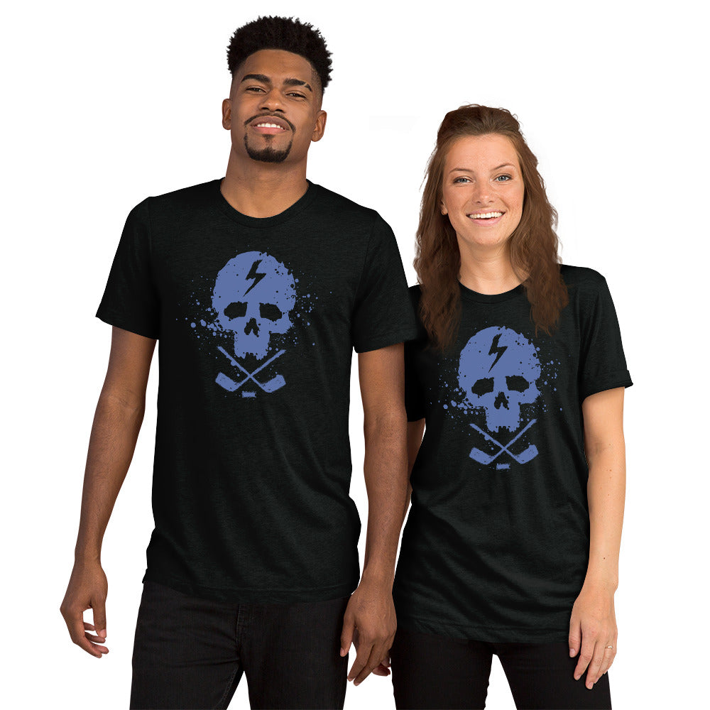 Lightning Skull Hockey Super Soft Tri-Blend Short sleeve t-shirt