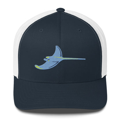Silver Rays Light Blue Ray Embroidered Trucker Cap