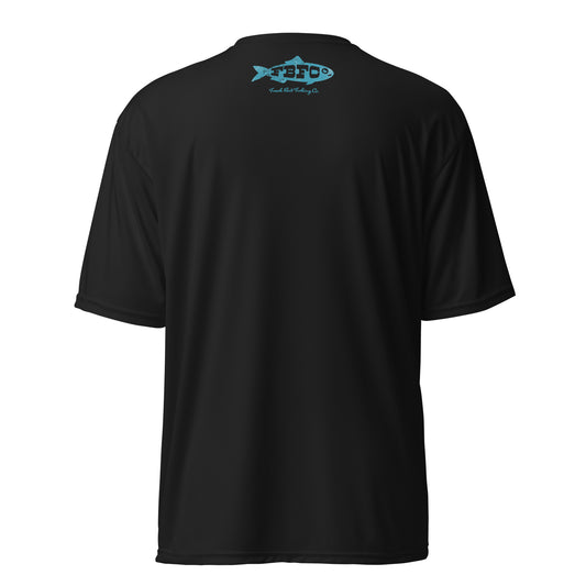 Fresh Bait Fishing Co. Logo T - Blue & White performance crew neck t-shirt