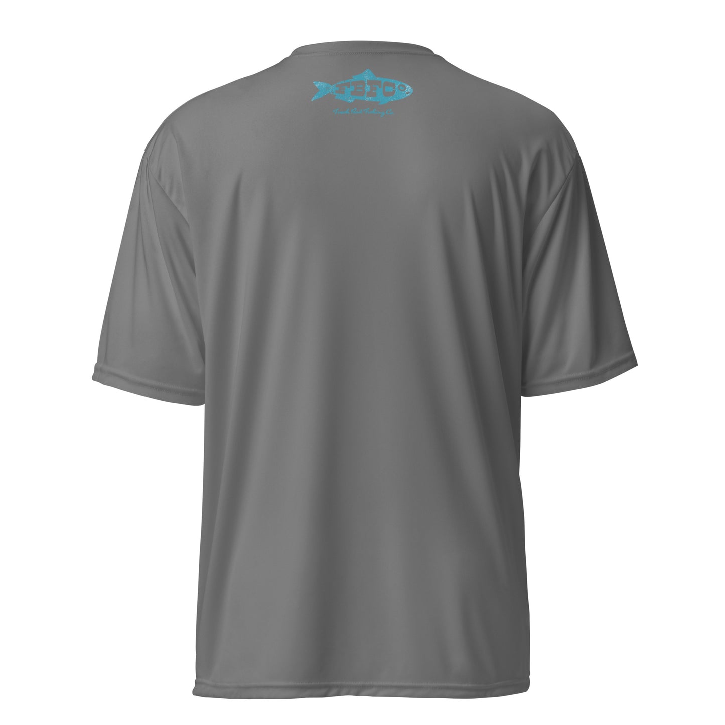 Fresh Bait Fishing Co. Logo T - Blue & White performance crew neck t-shirt