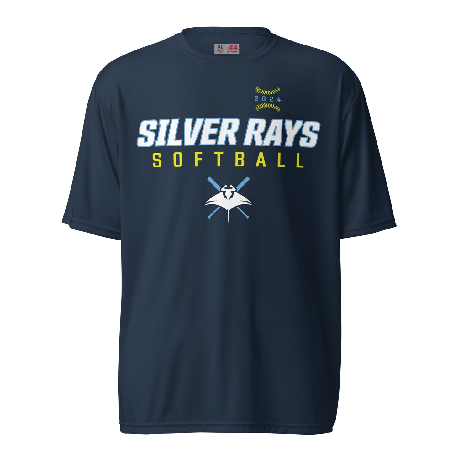 Silver Rays 2024 Navy Brights-yellow performance crew neck