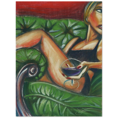 "green sofa, red wine" 18" x 24" Museum-Quality Matte Paper Poster