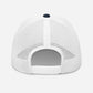 Navy and White Trucker Cap with Bright Yellow Ray