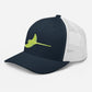 Navy and White Trucker Cap with Bright Yellow Ray
